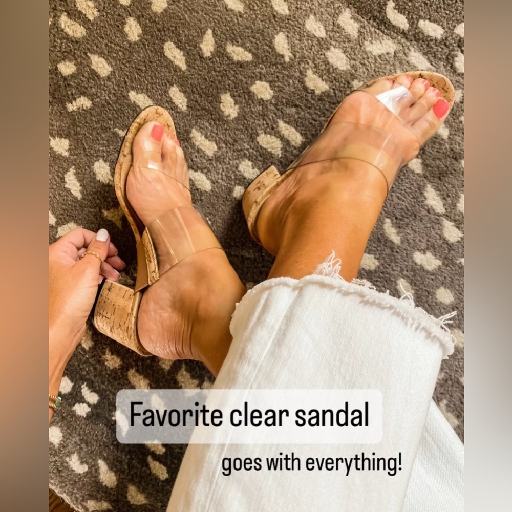 Schutz Victorie Cork & Vinyl Sandal Heel